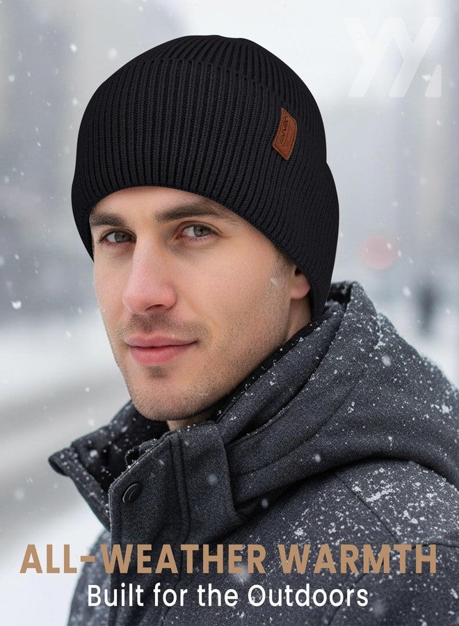 YANIKY Fleece Lined Winter Beanie for Men Women Warm Windproof Beanies Hats Thick Knit Winter Hat for Cold Weather Black - Image 4